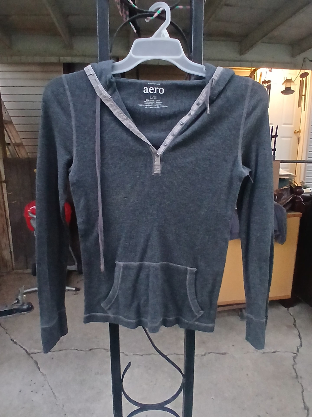Aero Women's Gray Hooded Pullover Hoodie Sweater